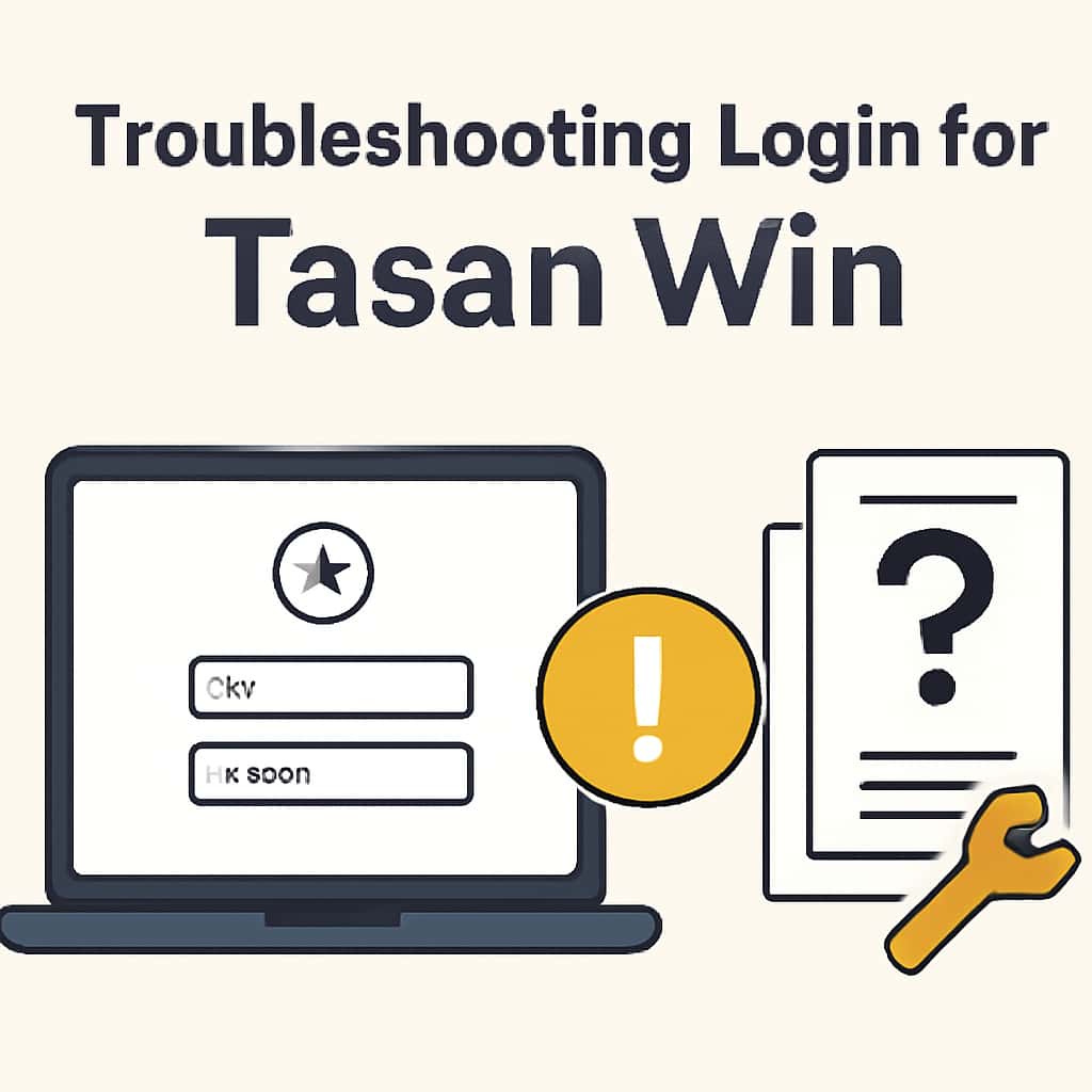 Illustration depicting troubleshooting steps for Tasan Win login.