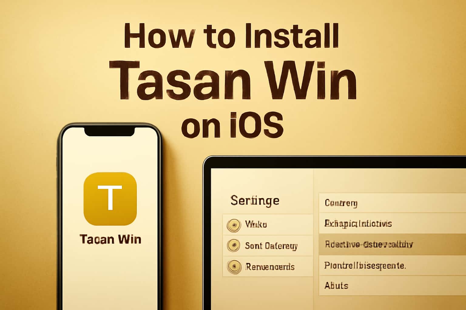An informative graphical representation of Tasan Win installation process on iOS.