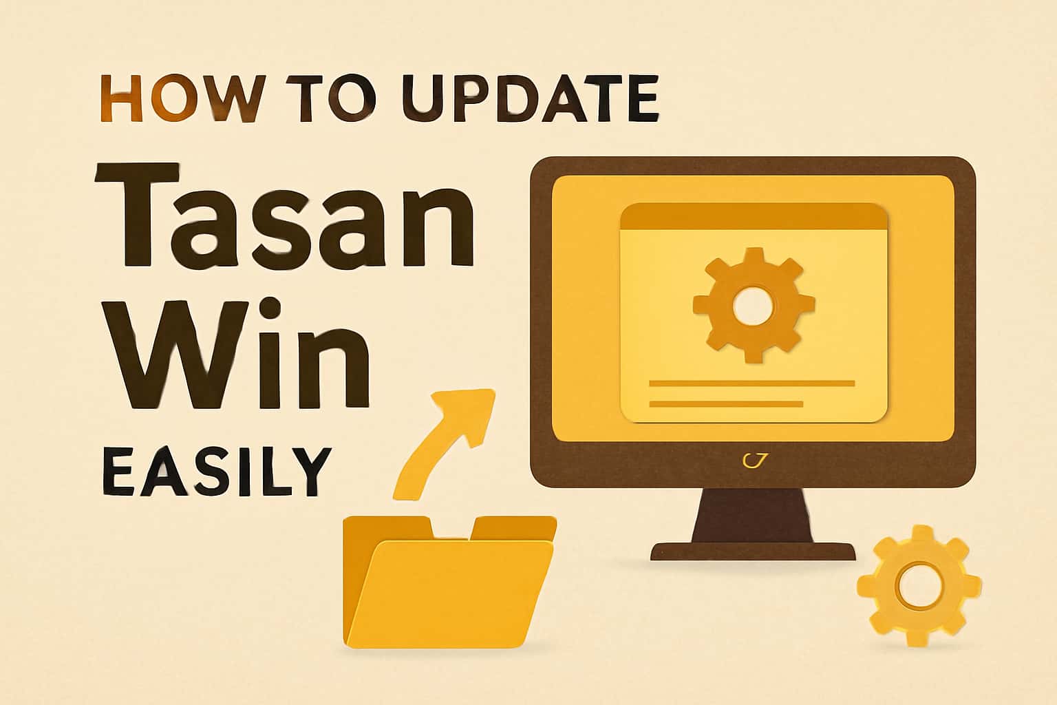 Informational scene showing the process of updating the Tasan Win app.