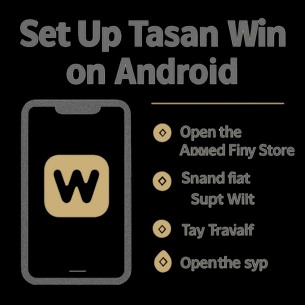 An educational diagram illustrating the setup steps for Tasan Win on Android.