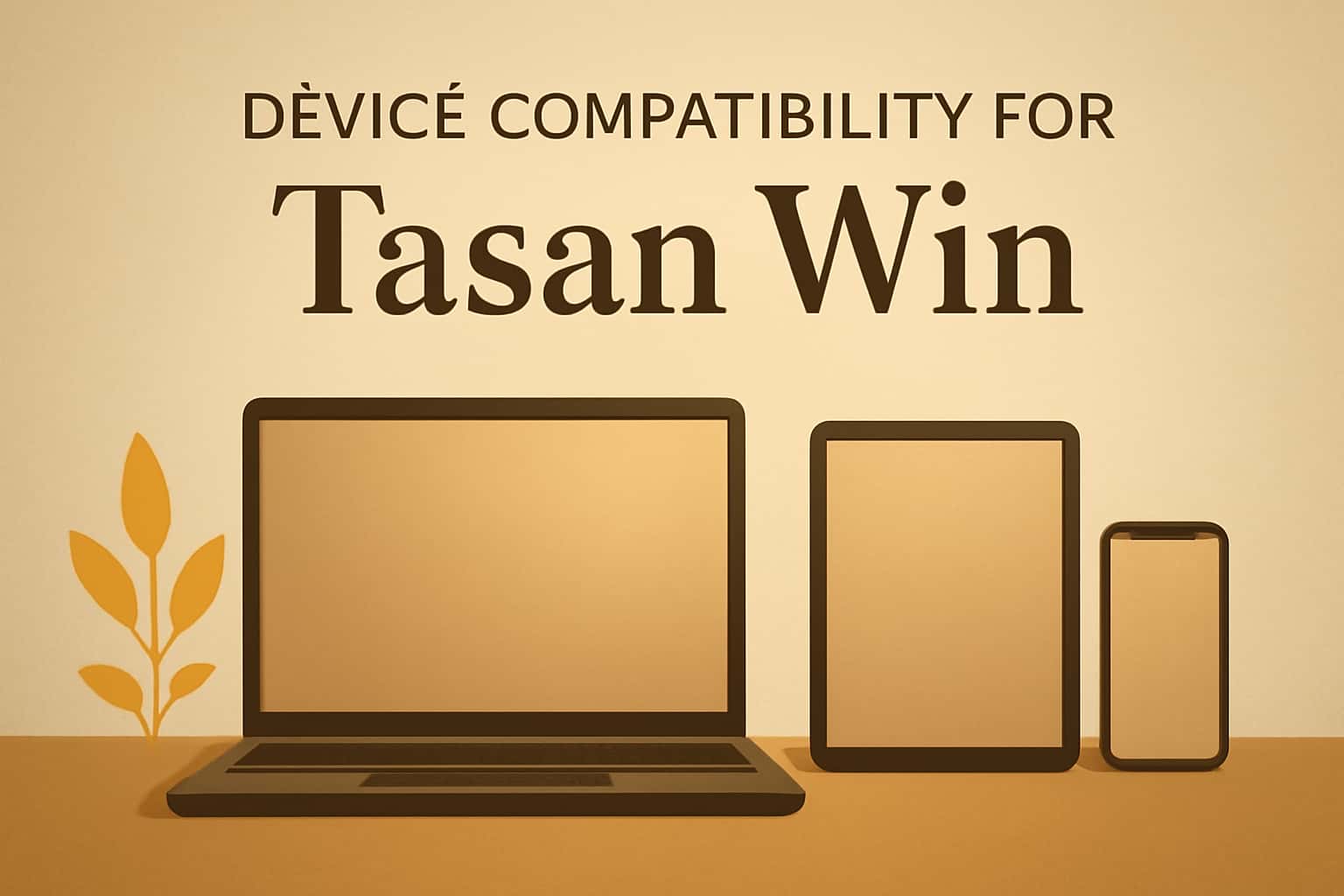 An informative graphic illustrating device compatibility for Tasan Win, showcasing diverse devices and the Tasan Win logo.