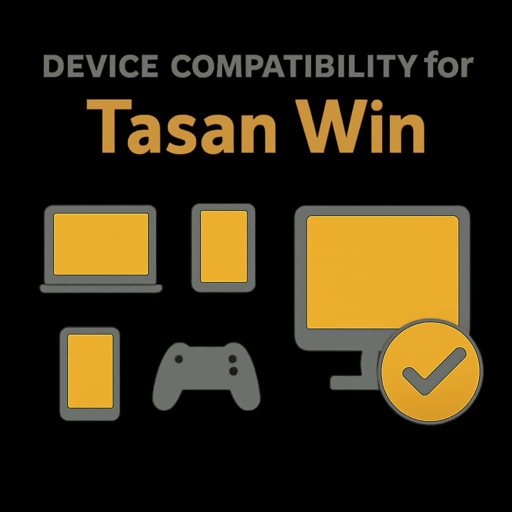 Illustration depicting various devices compatible with Tasan Win and their specifications.