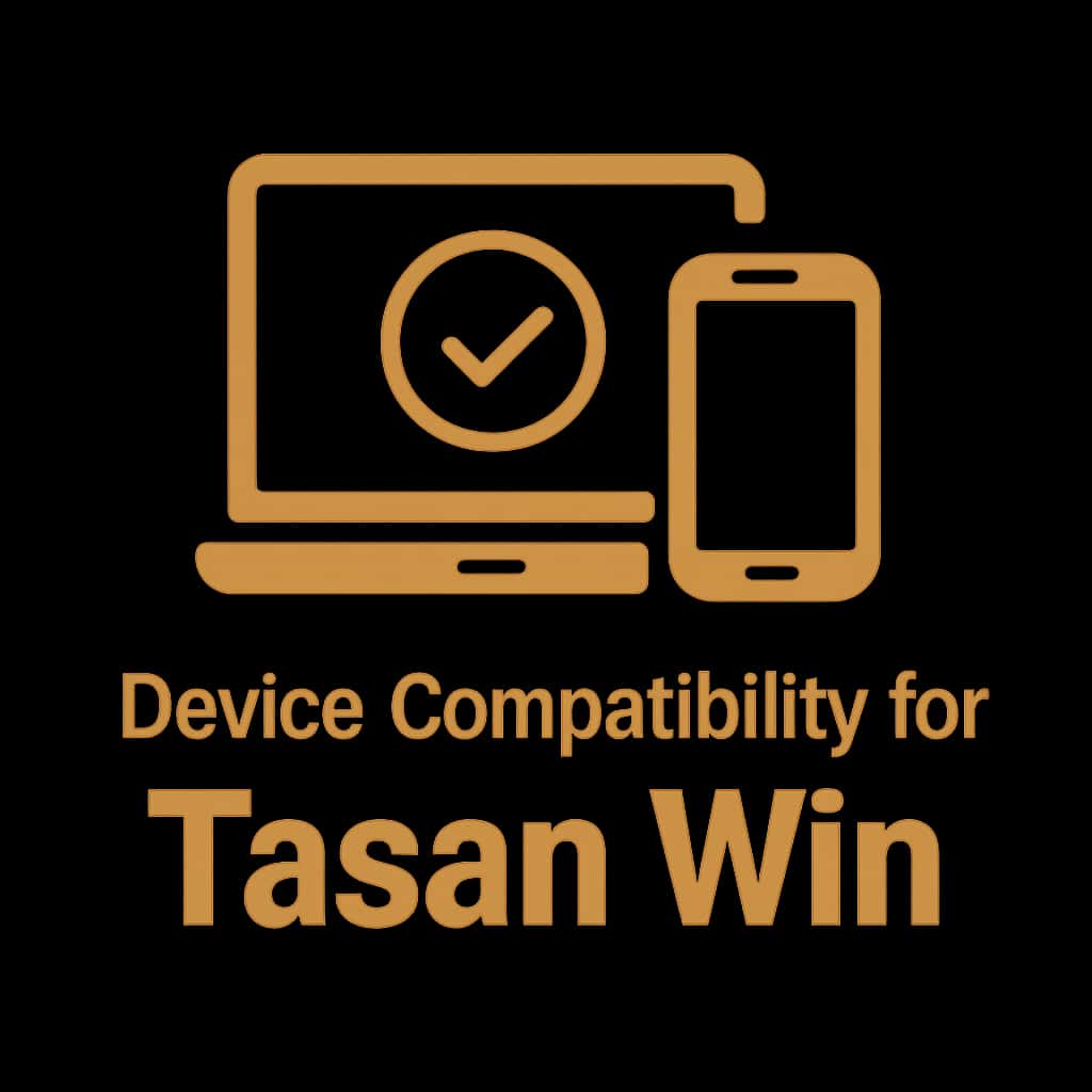 Icon representing device compatibility for Tasan Win, incorporating the Tasan Win logo.