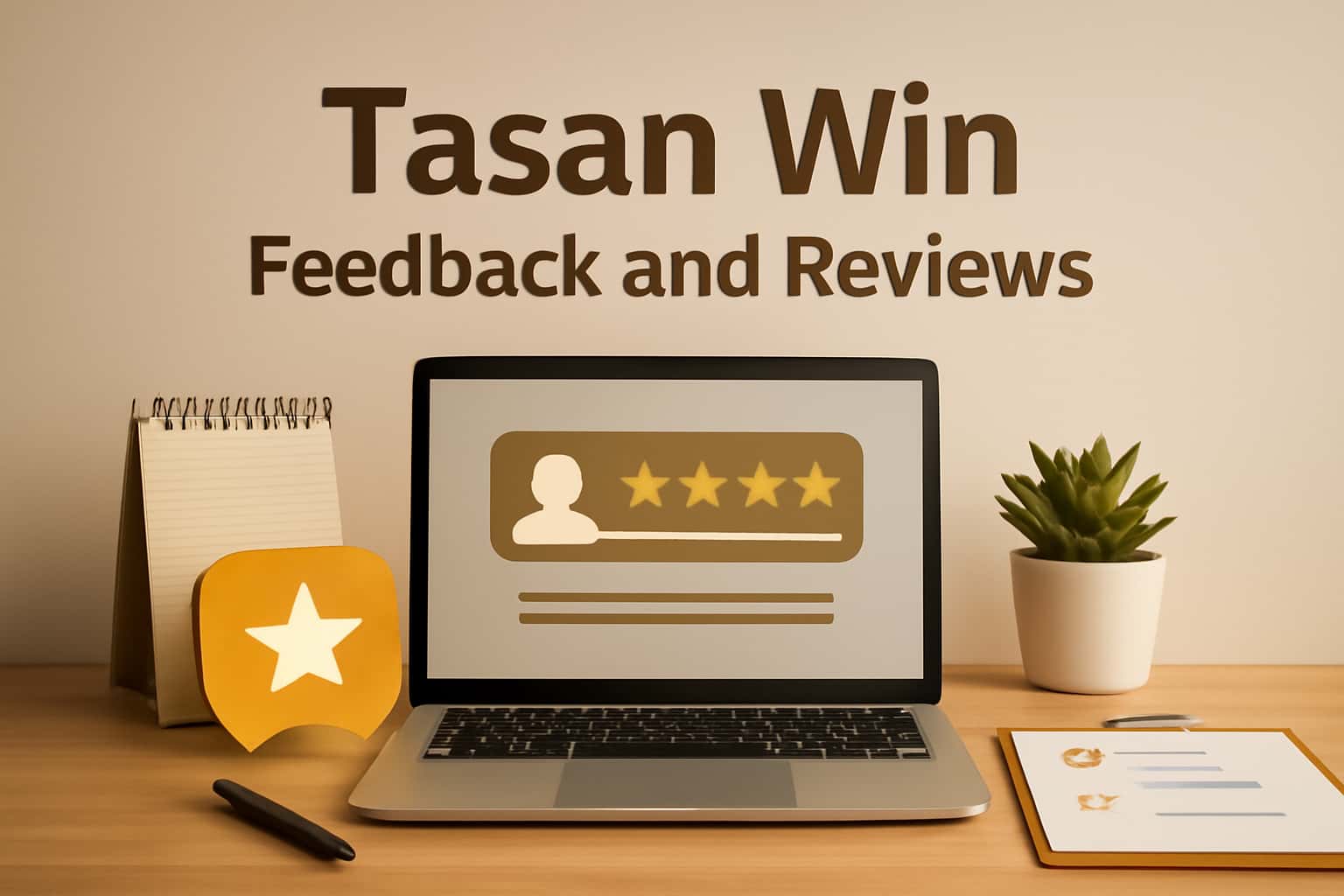 Informational scene illustrating Tasan Win Feedback and Reviews.