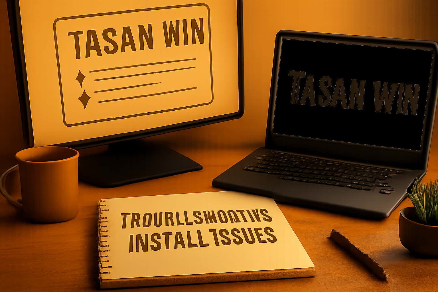 Visual guide on troubleshooting Tasan Win installation issues.